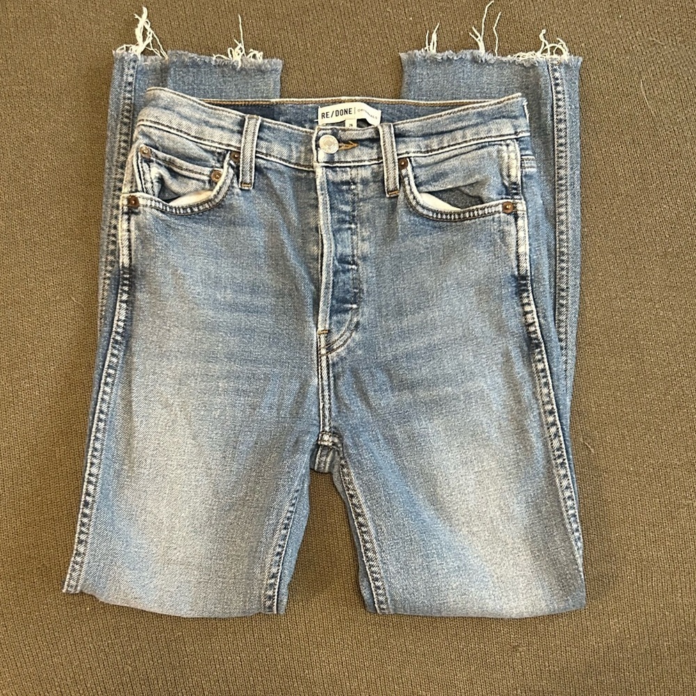 Re/Done Originals Distressed Double Needle Long Button Fly Jean